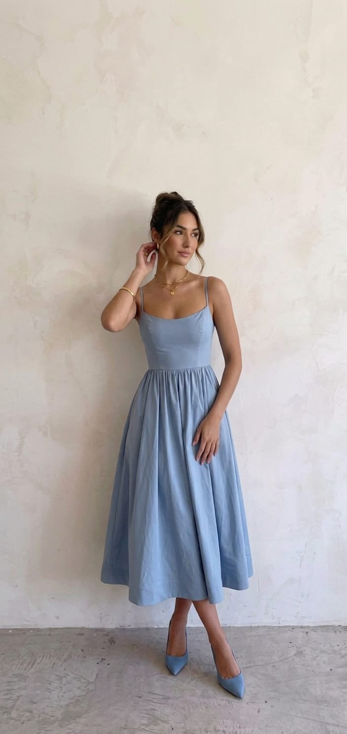 Abito Midi Svasato "Flora" – Eleganza Minimal