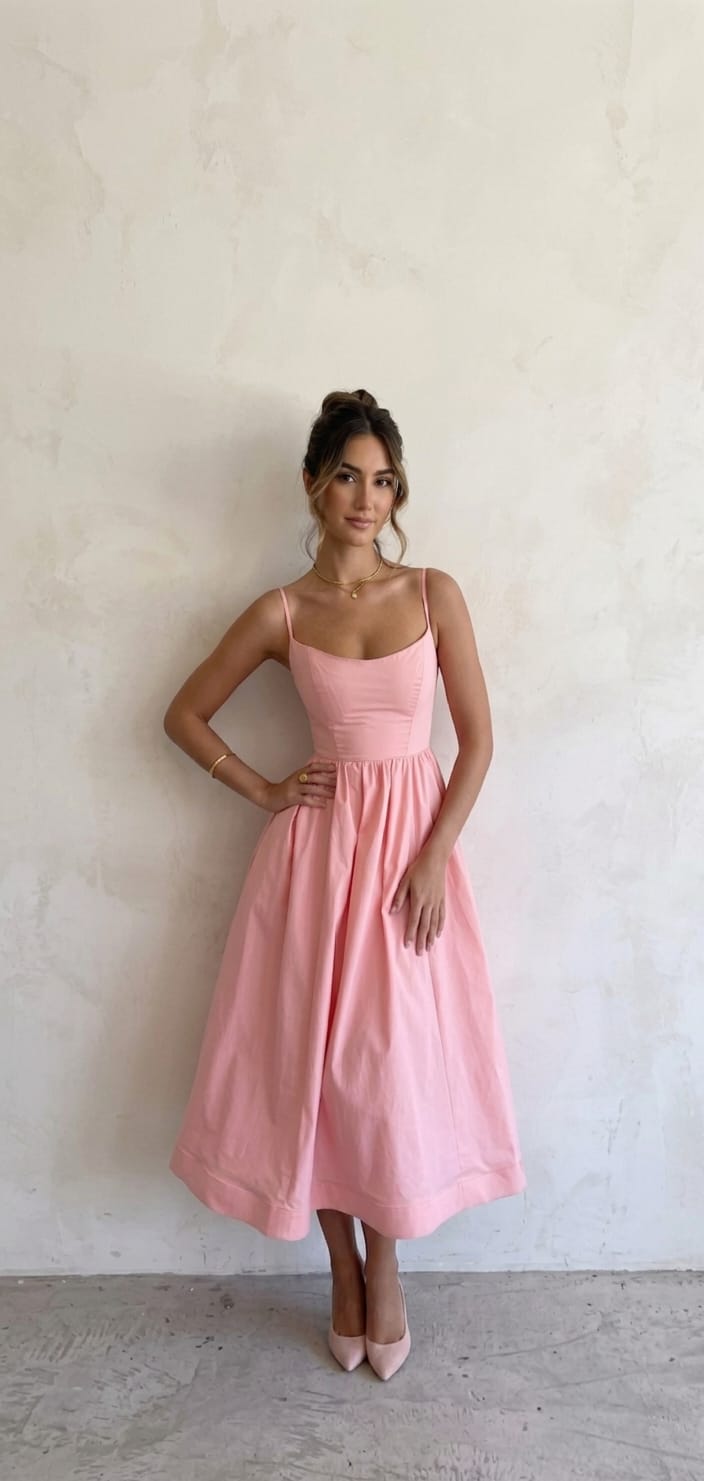 Abito Midi Svasato "Flora" – Eleganza Minimal
